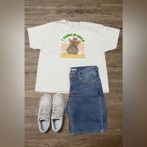 Gray Graphic T-Shirt with Colorful Print